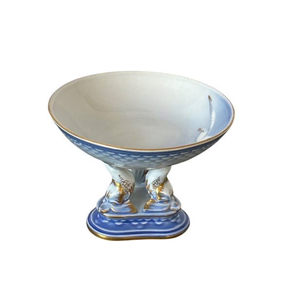 Bing and Grondahl Copenhagen Denmark Porcelain Seagull Compote Bowl Dolphin Feet - Picture 3 of 11